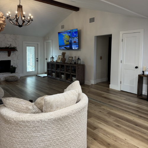 living room tv and flooring installation